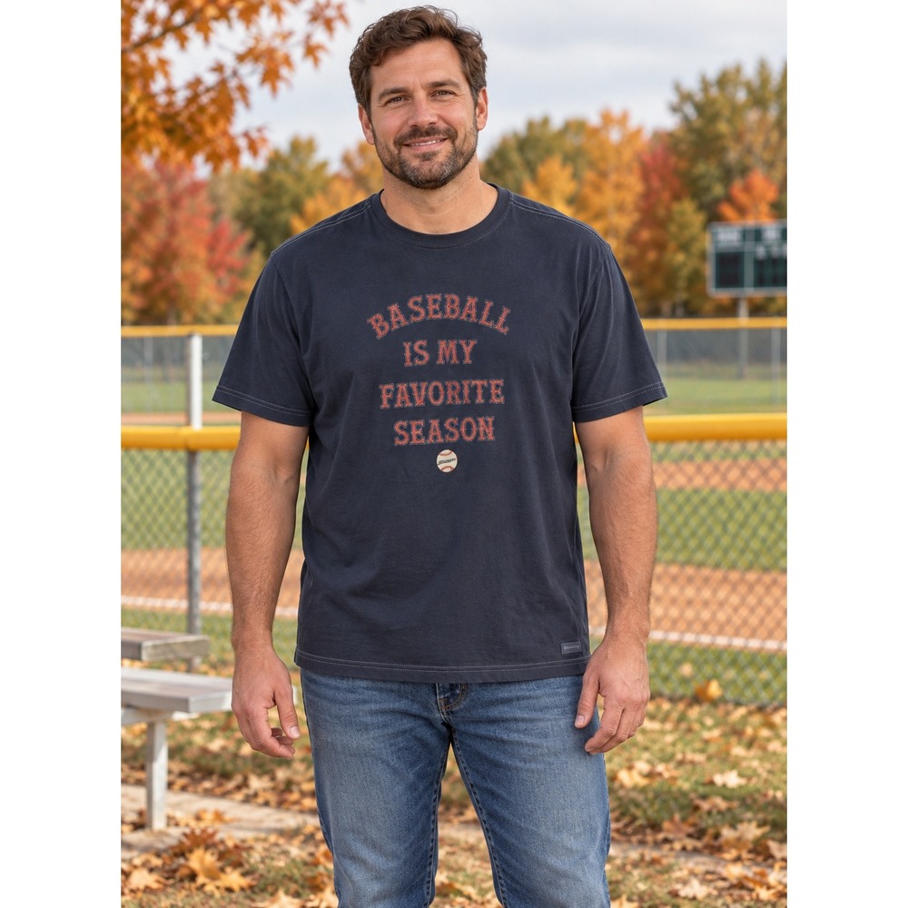 Life Is Good Crusher Tee Mens XL Navy Baseball Favorite Season Sporty Casual NWT